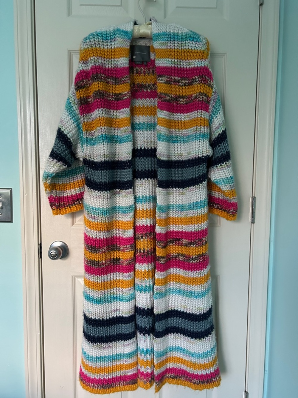 Anthropologie Rainbow Duster Striped Cardigan One Size GOOD USED CONDITION